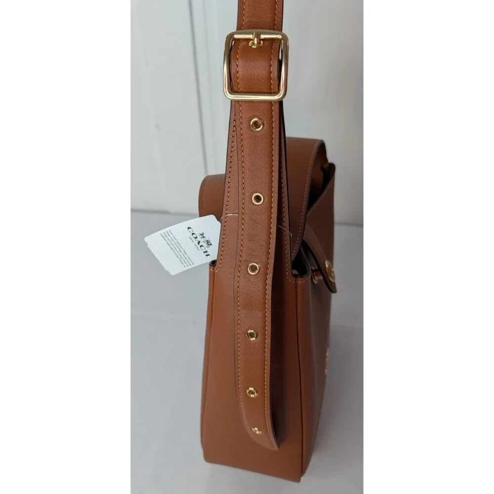 Coach Hadley Smooth Leather Turnlock File Bag - Tan, NWT $325 Retail